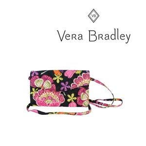Vera Bradley Pink and Black Crossbody Bag with Floral Design